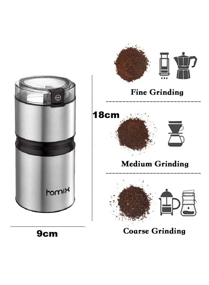 هوميكس مطحنة قهوة صغيرة محمولة 150 واط من الستانلس ستيل بلون اسود 50 غرام - Image 4