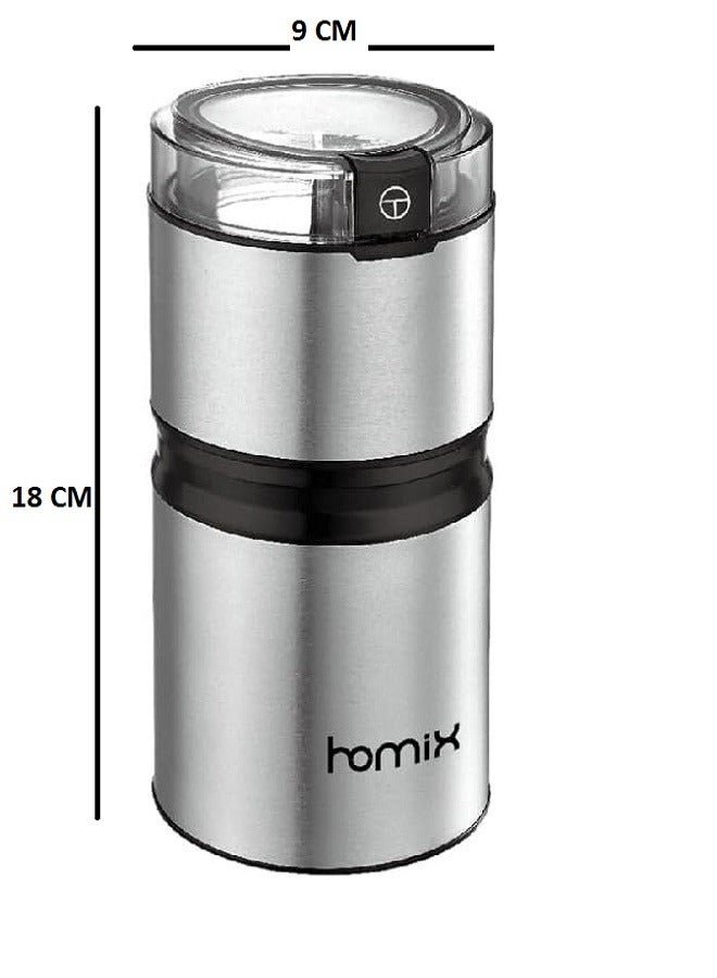 هوميكس مطحنة قهوة صغيرة محمولة 150 واط من الستانلس ستيل بلون اسود 50 غرام - Image 5