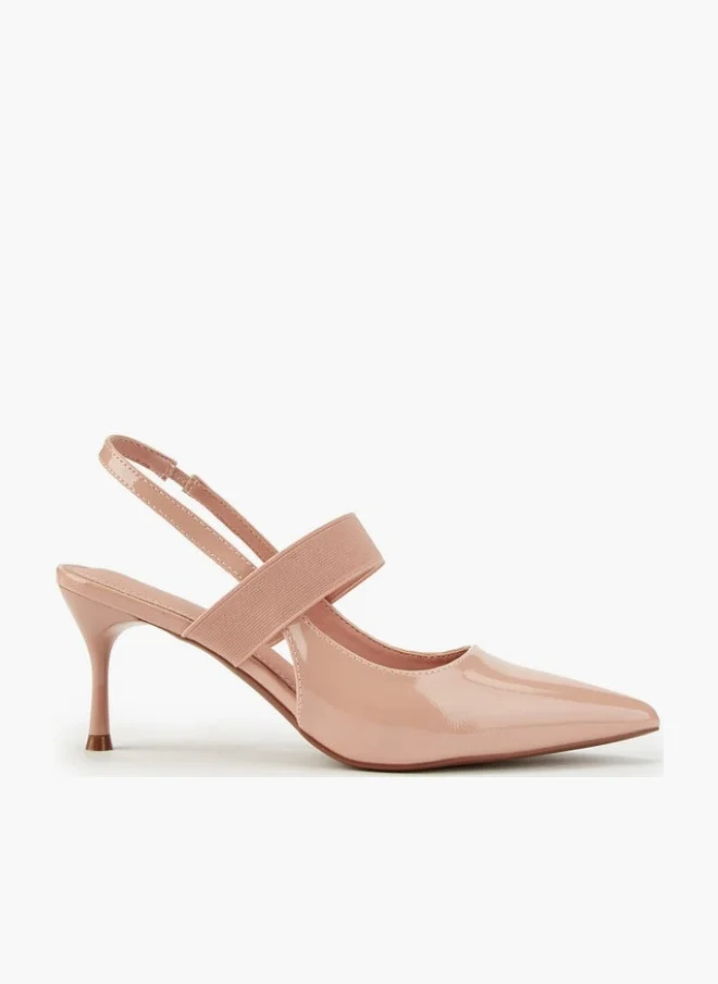 Flora Bella Solid Pointed Toe Slingback Shoes With Stiletto Heels