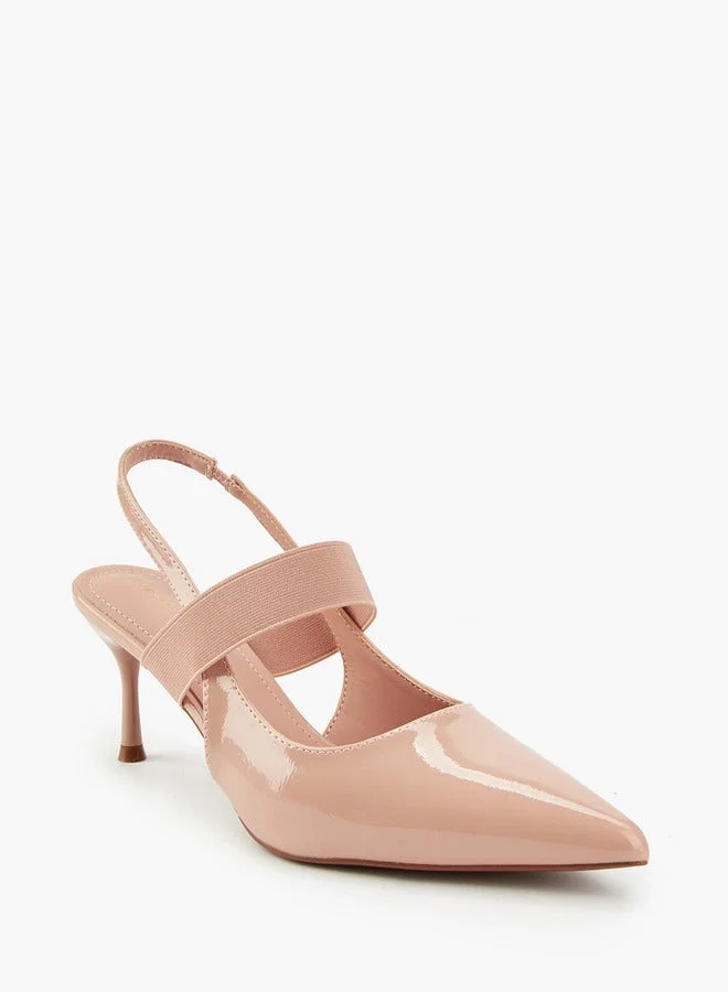 Flora Bella By Shoexpress PINK Flora Bella Solid Pointed Toe Slingback Shoes With Stiletto Heels for Women | Best Price UAE