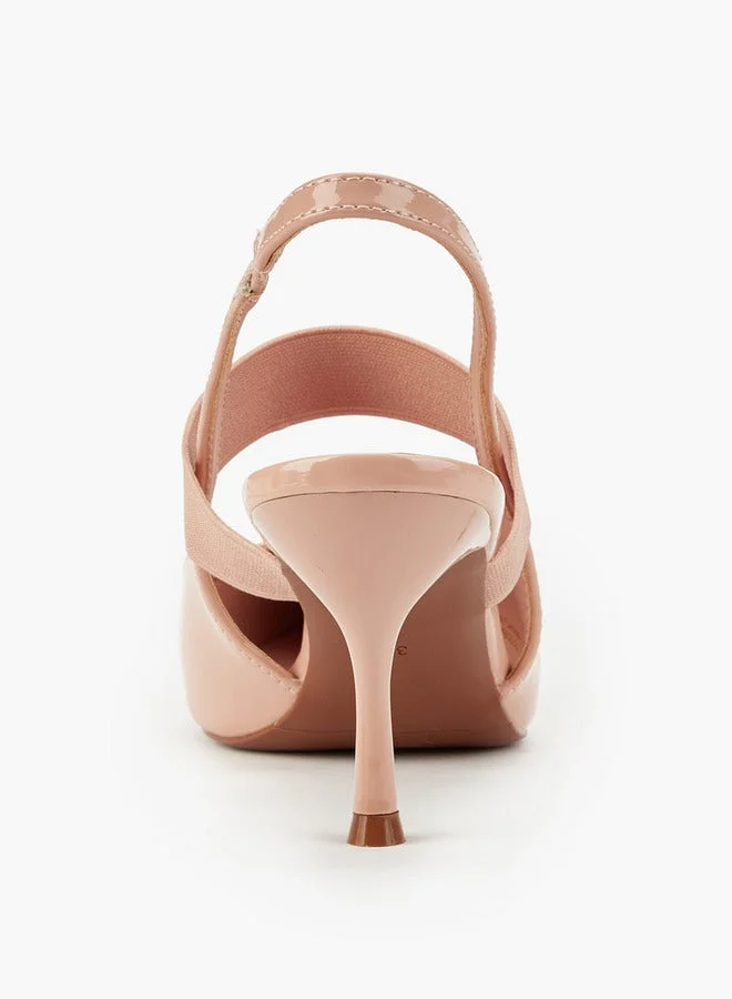 Flora Bella By Shoexpress PINK Flora Bella Solid Pointed Toe Slingback Shoes With Stiletto Heels for Women | Best Price UAE
