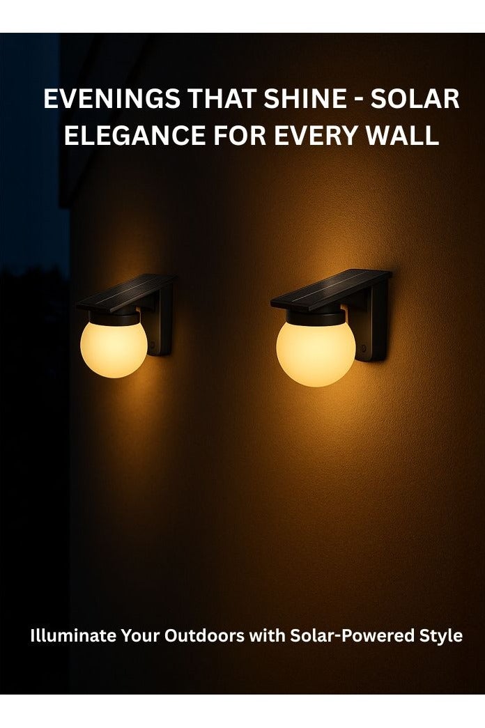 مودي طقم مصابيح جدارية شمسية - 2 قطع – إضاءة LED خارجية ببطارية 3600mAh، مقاومة للماء IP65، ثلاث درجات حرارة لونية، تشغيل وإيقاف تلقائي ذكي – إنارة للحدائق والأسوار - Image 1