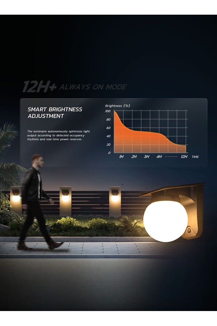مودي طقم مصابيح جدارية شمسية - 2 قطع – إضاءة LED خارجية ببطارية 3600mAh، مقاومة للماء IP65، ثلاث درجات حرارة لونية، تشغيل وإيقاف تلقائي ذكي – إنارة للحدائق والأسوار - Image 5