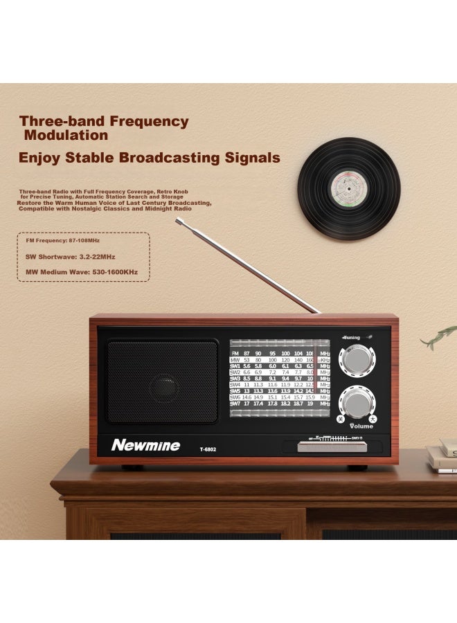 Newmine T-6802 Full-band Retro Radio, Semiconductor, Home Desktop, High-quality Surround Sound, Bluetooth Speaker, Practical Gift, Music Player For Elderly - Image 2