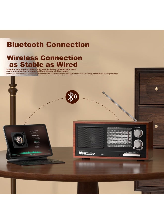 Newmine T-6802 Full-band Retro Radio, Semiconductor, Home Desktop, High-quality Surround Sound, Bluetooth Speaker, Practical Gift, Music Player For Elderly - Image 3