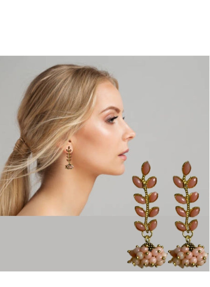 Modern Matte Finish Brass Metal Earrings Fashionable Collection for Women and Girls - Sea Green - Image 3