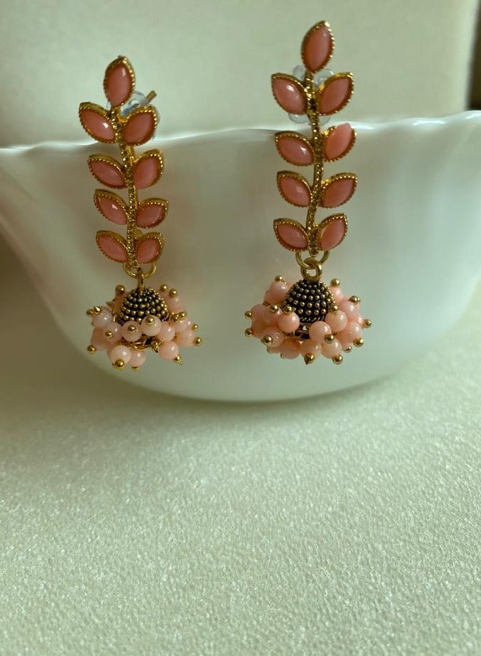 Modern Matte Finish Brass Metal Earrings Fashionable Collection for Women and Girls - Sea Green - Image 5