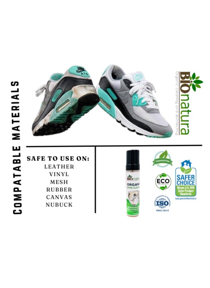 BioNatura - Organic Shoe Cleaner -250 ml ; Natural, Biodegradable, Non toxic & Eco friendly Foam Solution - Image 1