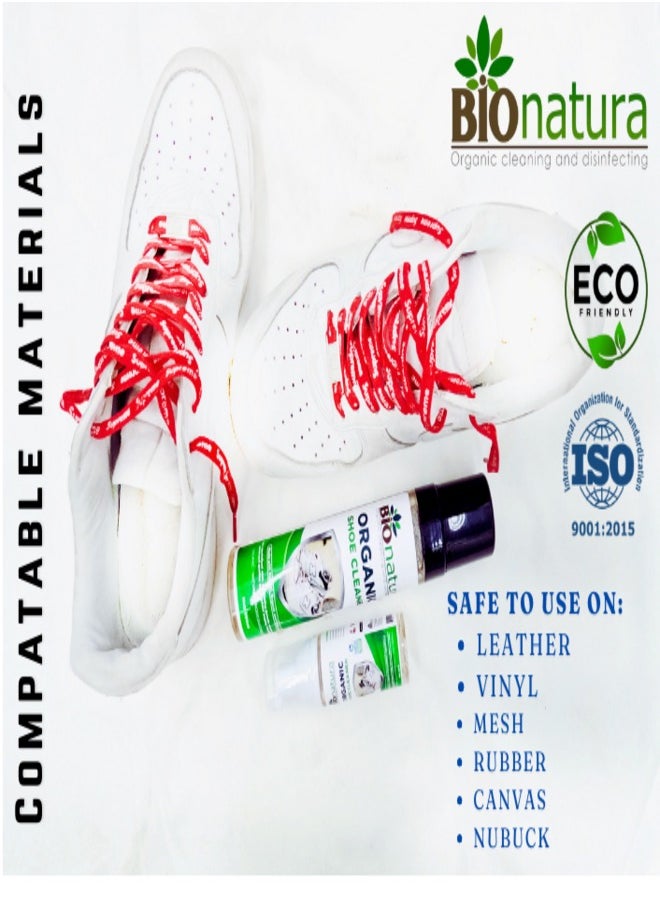 BioNatura - Organic Shoe Cleaner -250 ml ; Natural, Biodegradable, Non toxic & Eco friendly Foam Solution - Image 1