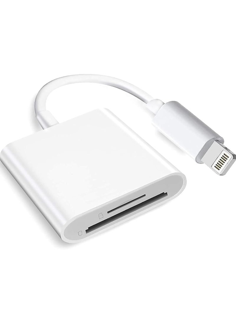 Rock Pow - (MFi Certified) Lightning to SD Card Camera Reader for iPhone iPad, 2 in 1 Dual Card Slot Supports SD and TF Card Portable Sd Card Adapter Plug and Play - Image 1