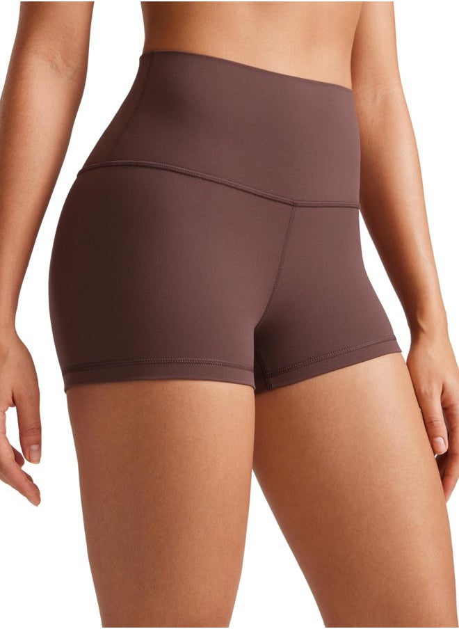 CRZ YOGA - Womens Butterluxe Biker Shorts 2.5 Inches - High Waisted Yoga Workout Running Volleyball Spandex Booty Taupe Large - Image 1