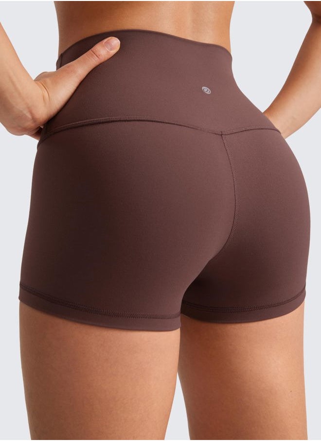 CRZ YOGA - Womens Butterluxe Biker Shorts 2.5 Inches - High Waisted Yoga Workout Running Volleyball Spandex Booty Taupe Large - Image 1