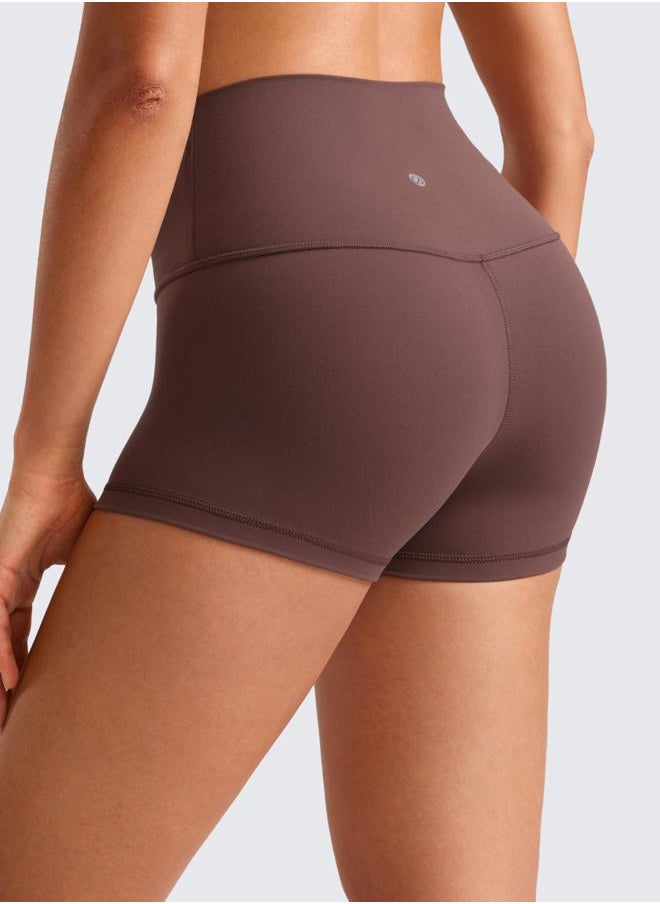 CRZ YOGA - Womens Butterluxe Biker Shorts 2.5 Inches - High Waisted Yoga Workout Running Volleyball Spandex Booty Taupe Large - Image 1