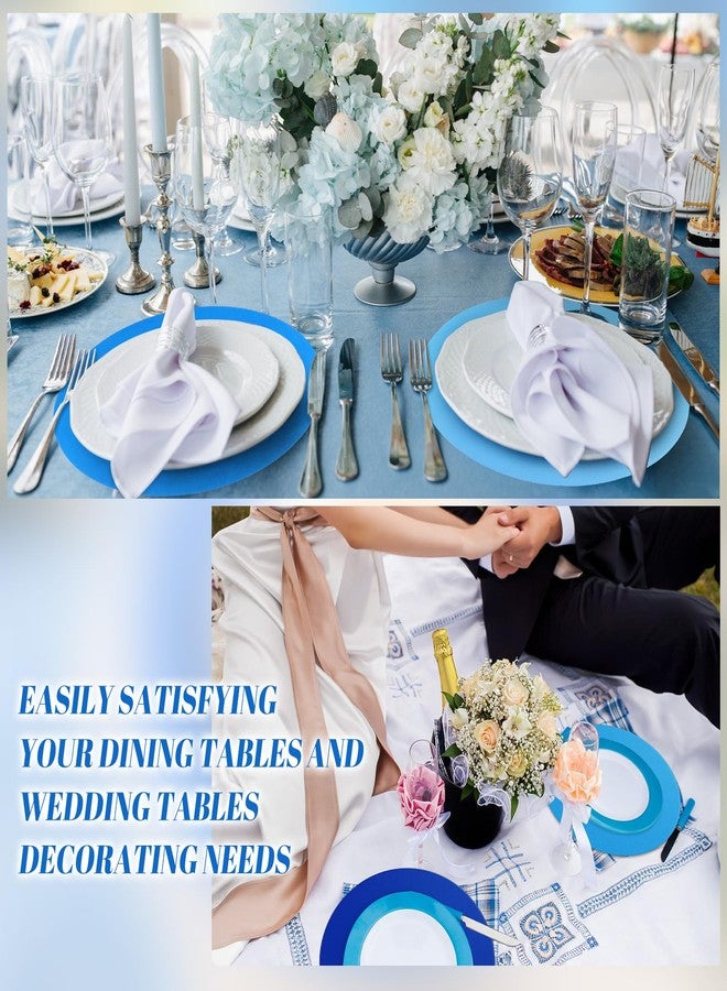 Moinchore 100 Pcs Blue Paper Place Mat 13 Inch Disposable Paper Placemat Table Scalloped Placemat for Spring Summer Wedding Bridal Shower Birthday Tea Party Supplies Home Dining Decor - Image 4