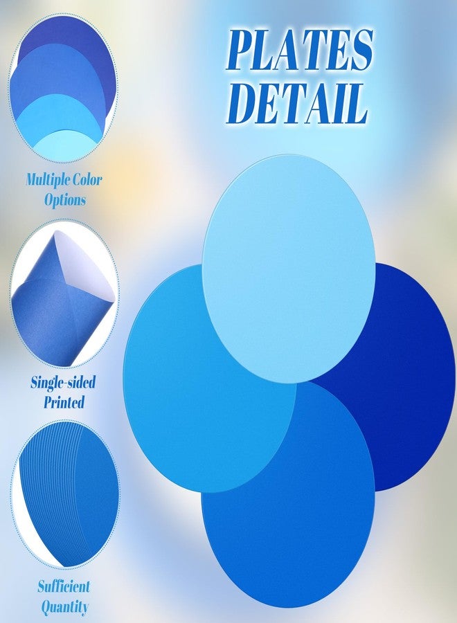 Moinchore 100 Pcs Blue Paper Place Mat 13 Inch Disposable Paper Placemat Table Scalloped Placemat for Spring Summer Wedding Bridal Shower Birthday Tea Party Supplies Home Dining Decor - Image 2