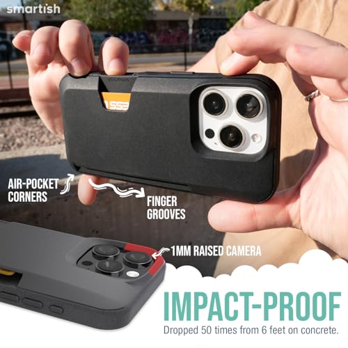 Smartish® iPhone 16 Pro Max Wallet Case - Wallet Slayer Vol. 1 [Slim + Protective] Credit Card Holder - Drop Tested Hidden Flip Card Slot Cover Compatible w/Apple iPhone 16 Pro Max - Black Tie Affair - Image 4