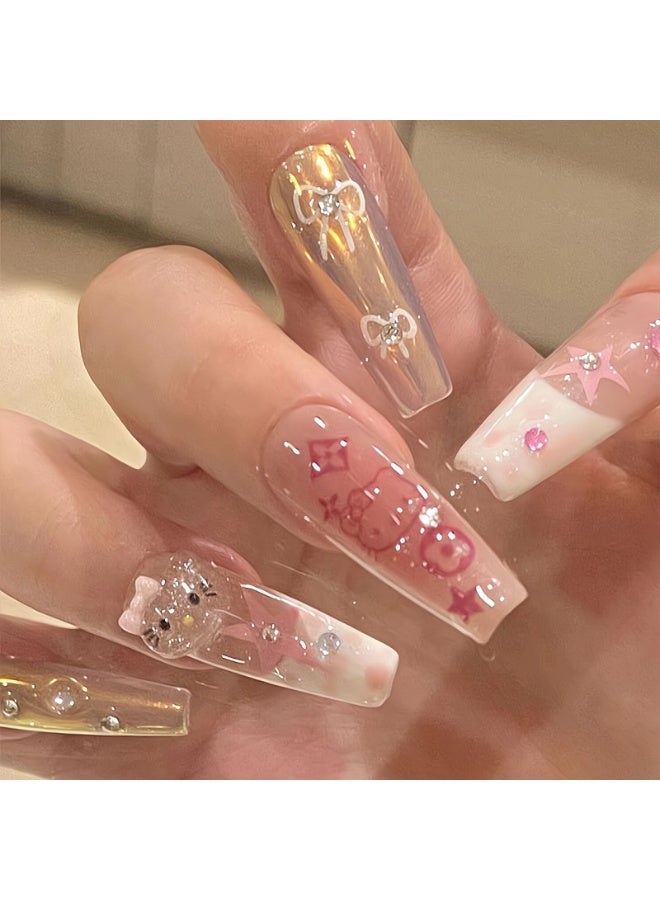 هالو كيتي مرحبا كيتي تحت عنوان الصحافة اليدوية على الأظافر مع مجموعة أدوات حجم الصورة الكرتوني ورائعتين مسمار الفن - Image 1