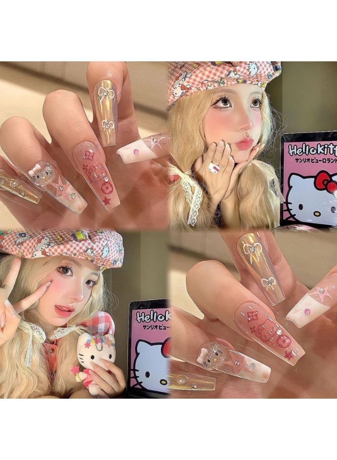 هالو كيتي مرحبا كيتي تحت عنوان الصحافة اليدوية على الأظافر مع مجموعة أدوات حجم الصورة الكرتوني ورائعتين مسمار الفن - Image 3