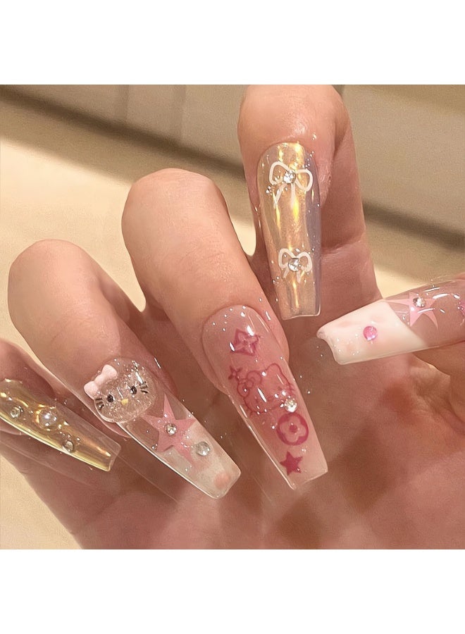 هالو كيتي مرحبا كيتي تحت عنوان الصحافة اليدوية على الأظافر مع مجموعة أدوات حجم الصورة الكرتوني ورائعتين مسمار الفن - Image 2