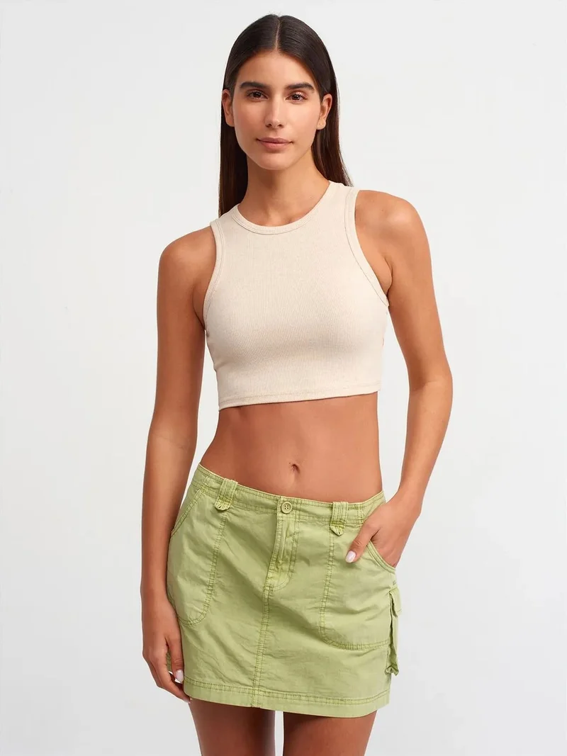 Dilvin DILVIN Women's Ribbed Sleeveless Crop Top