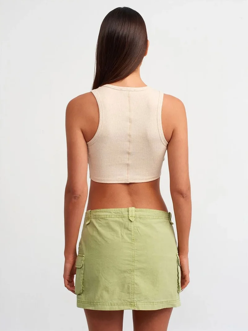 Dilvin DILVIN Women's Ribbed Sleeveless Crop Top