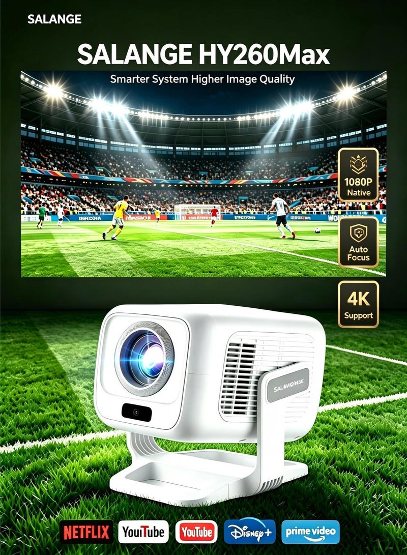 Salange HY260Max 4K Android Smart Projector with Auto Focus mini Projector Bluetooth WiFi 5G Portable Projector - Image 1