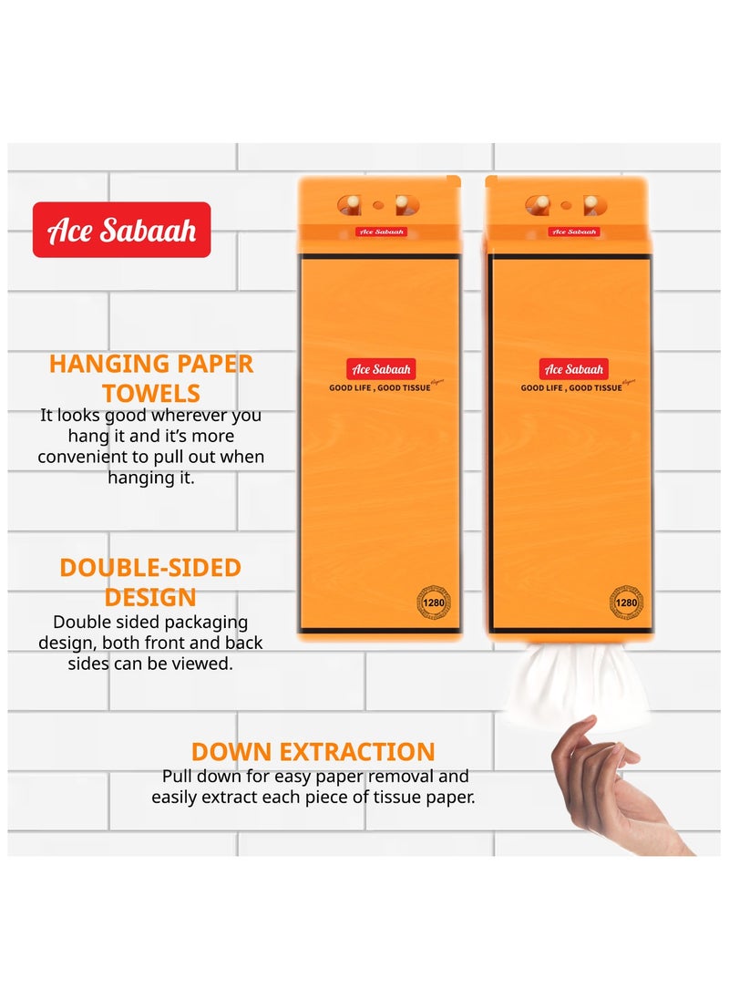 Ace Sabaah Ace Sabaah Wall Mounted Tissue Paper 1280 Ply, Pack Of 10  - Image 3