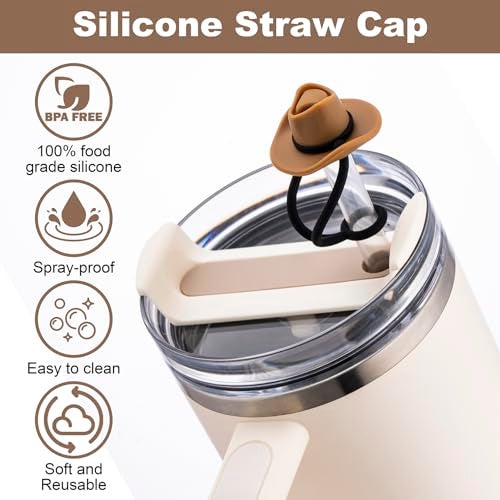 NancyL Straw Cover Cap for Stanley Cup 30 40 oz, Silicone Straw Toppers Cowboy Hat, Tumbler Cup Accessories for 10mm 0.4in Straws Cute Gifts Ornaments for Women - Image 2