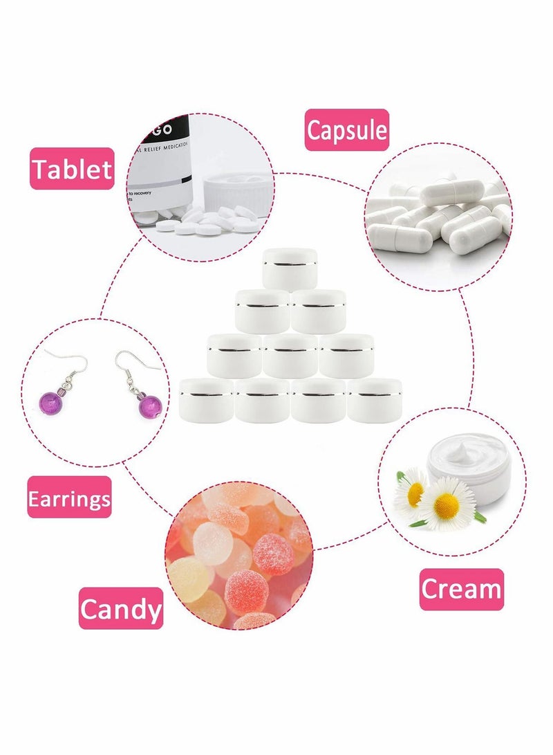 Y&D Cosmetic Sample Jars, 100ml/100g White Plastic Refillable Travel Pot Containers with Silver Dome Lids and Inner Liners for Makeup Creams Beauty Nails Jewelry（12Pcs ）  - Image 4