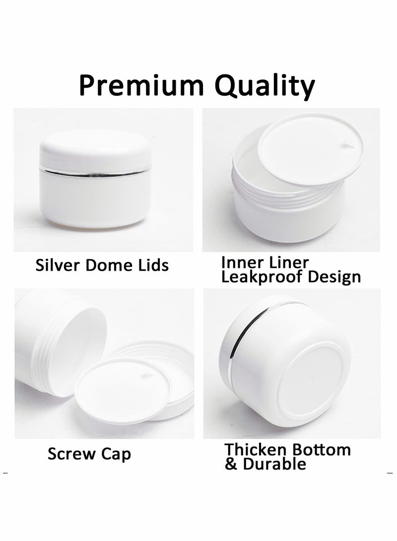 Y&D Cosmetic Sample Jars, 100ml/100g White Plastic Refillable Travel Pot Containers with Silver Dome Lids and Inner Liners for Makeup Creams Beauty Nails Jewelry（12Pcs ）  - Image 3