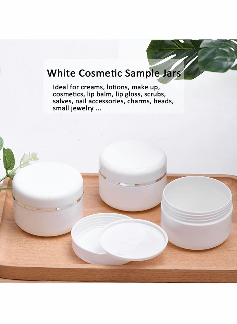 Y&D Cosmetic Sample Jars, 100ml/100g White Plastic Refillable Travel Pot Containers with Silver Dome Lids and Inner Liners for Makeup Creams Beauty Nails Jewelry（12Pcs ）  - Image 5