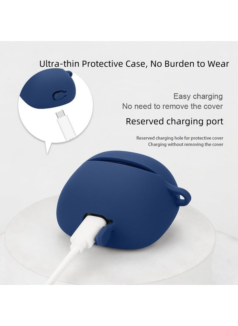 Silicone Case Compatible with JBL Tune Flex 2 Bluetooth Headphone Portable Scratch Shock Resistant Cover with Carabiner (Black)