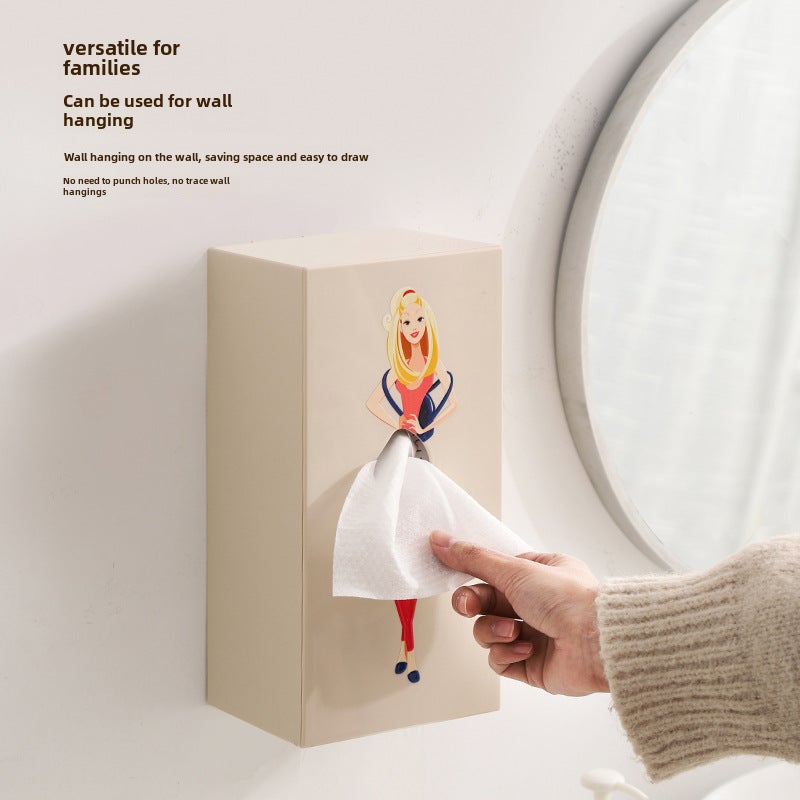 Cross-border tutu skirt girl face paper box cartoon animation girl tissue box cute desktop decoration decoration flying skirt box(Soothing Milk Apricot Coffee Girl Tissue Box) - Image 4