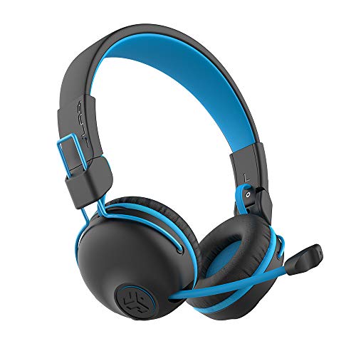 JLab JBuddies Play Gaming Wireless Kids Headset, Blue, 22+ Hour Bluetooth 5 Playtime 60ms Super-Low Latency for Mobile Gameplay, Retractable Boom Mic, AUX Cord Compatible w/Gaming Consoles - Image 1