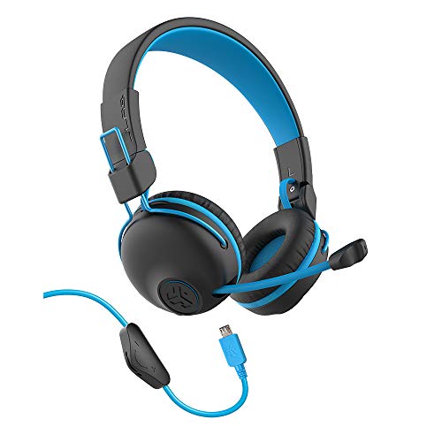 JLab JBuddies Play Gaming Wireless Kids Headset, Blue, 22+ Hour Bluetooth 5 Playtime 60ms Super-Low Latency for Mobile Gameplay, Retractable Boom Mic, AUX Cord Compatible w/Gaming Consoles - Image 4