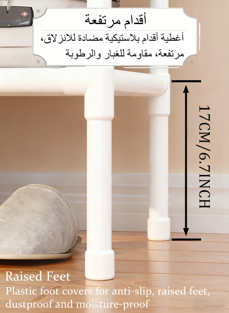 WAMIT Wardrobe Closet,Portable Clothes Rack with 4 Tiers Shelves,Metal Clothing Racks Shoe Clothing Organizer Shelves Freestanding Closet Organizers and Storage System for Home Office Bedroom, White - Image 3