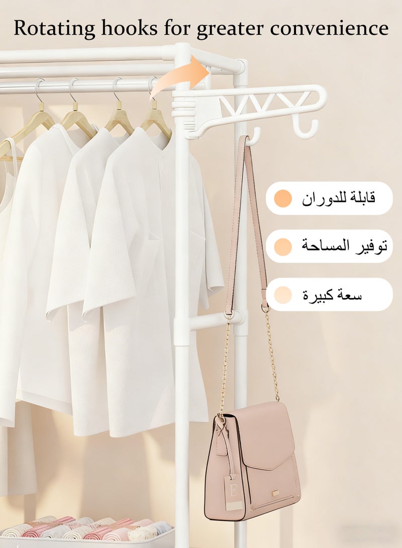 WAMIT Wardrobe Closet,Portable Clothes Rack with 4 Tiers Shelves,Metal Clothing Racks Shoe Clothing Organizer Shelves Freestanding Closet Organizers and Storage System for Home Office Bedroom, White - Image 5