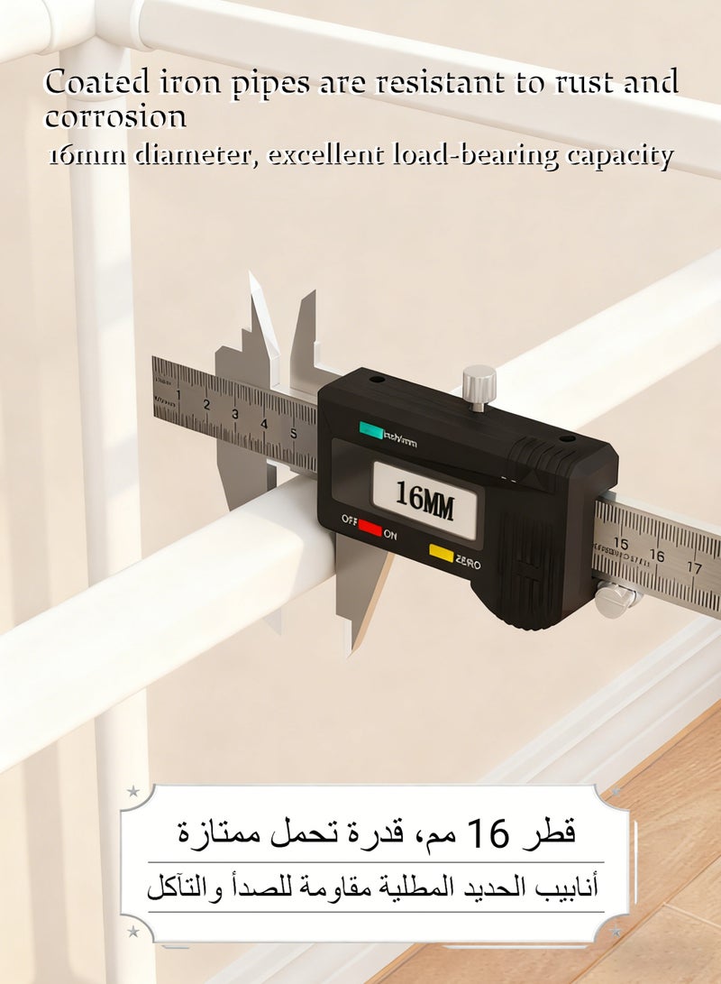 WAMIT Wardrobe Closet,Portable Clothes Rack with 4 Tiers Shelves,Metal Clothing Racks Shoe Clothing Organizer Shelves Freestanding Closet Organizers and Storage System for Home Office Bedroom, White - Image 4