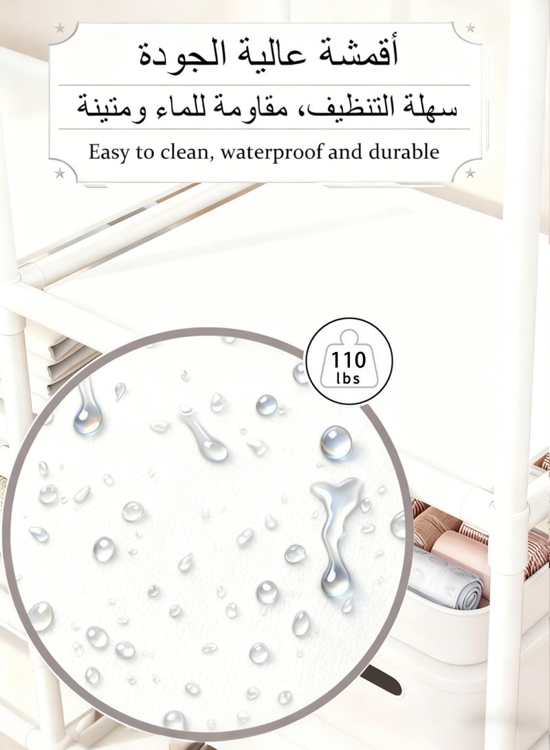 WAMIT Wardrobe Closet,Portable Clothes Rack with 4 Tiers Shelves,Metal Clothing Racks Shoe Clothing Organizer Shelves Freestanding Closet Organizers and Storage System for Home Office Bedroom, White - Image 2