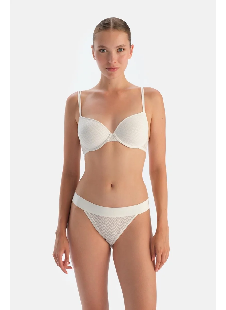 dagi Off White Premium Lace and Elastic Detailed Brazilian Panties