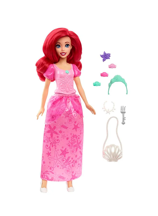 Disney Princess Toys, Ariel Fashion Doll in Signature Pink Dress and 9 Accessories, Inspired by the Disney Movie