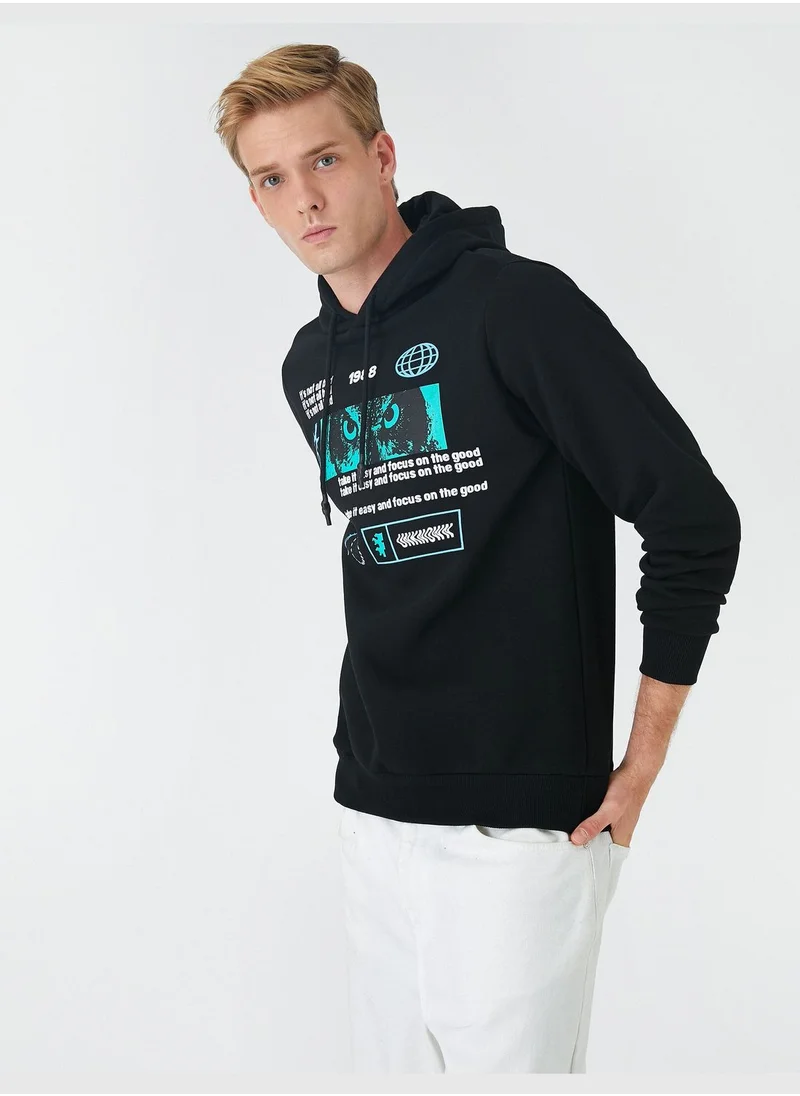 كوتون Printed Hoodie Long Sleeve