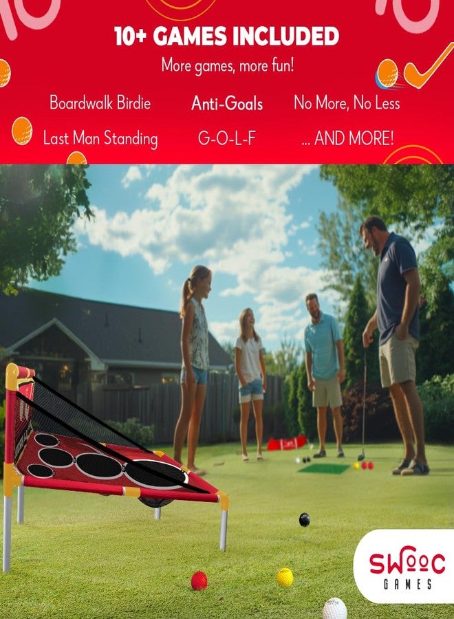 SWOOC Games - Boardwalk Birdie™ | Arcade Style Golf Game w/Easy Setup & 10+ Games Included | Cornhole Golf Chipping Game | Indoor & Outdoor Activities for Adults and Family | Backyard Fun - Image 3