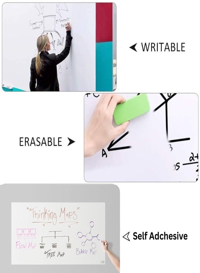 WALLMATE? Whiteboard Peel & Stick Wallpaper for Wall, Dry Erase Board Sticker for Wall, Self Adhesive Whiteboard Paper, Self Stick Removable Homeworking Office Home (24 x 50 inch, White) - Image 4