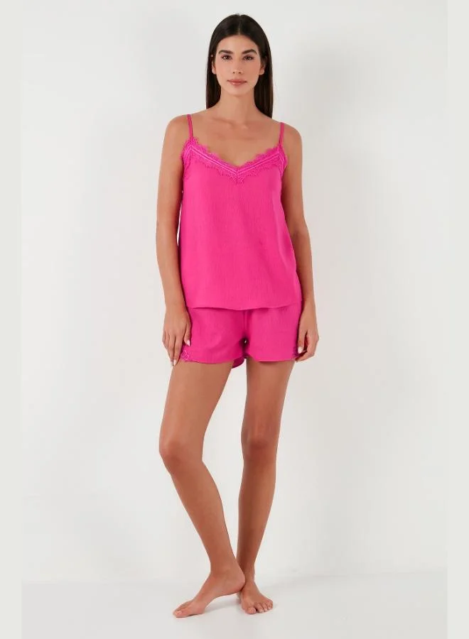 Lela Lela Lace V-Neck Spaghetti Strap Mini Shorts Pajama Set for Women PAJAMAS SET 6110300