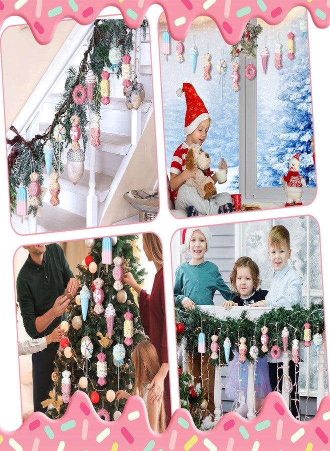 Poen مجموعة زينة عيد الميلاد من بوين، 12 قطعة، حلوى وردية فاتحة، زينة شجرة عيد الميلاد، 5.9 بوصة، مصاصات كبيرة، دونات، آيس كريم، كرات زينة لشجرة عيد الميلاد، إكليل منزلي داخلي، هدايا حرفية - Image 5