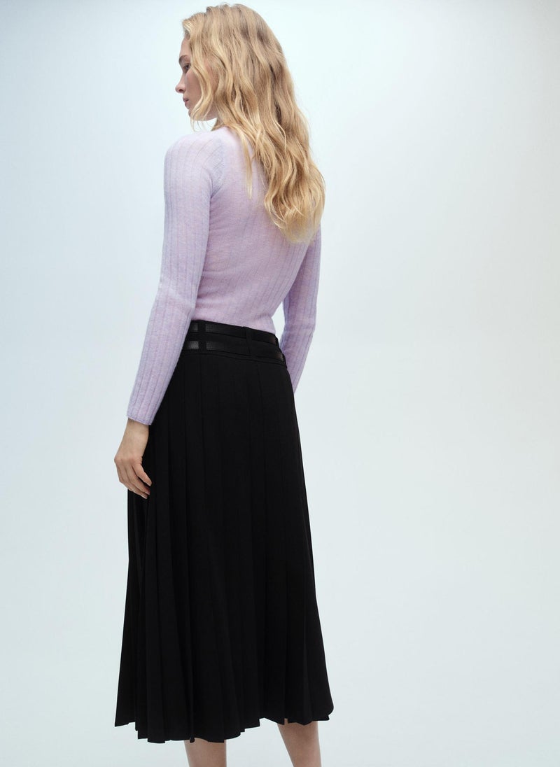 MANGO Double-Belted Pleated Skirt  - Image 2