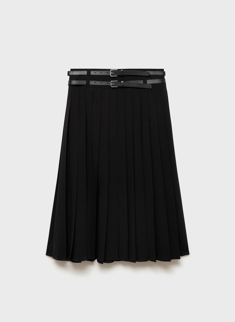 MANGO Double-Belted Pleated Skirt  - Image 5