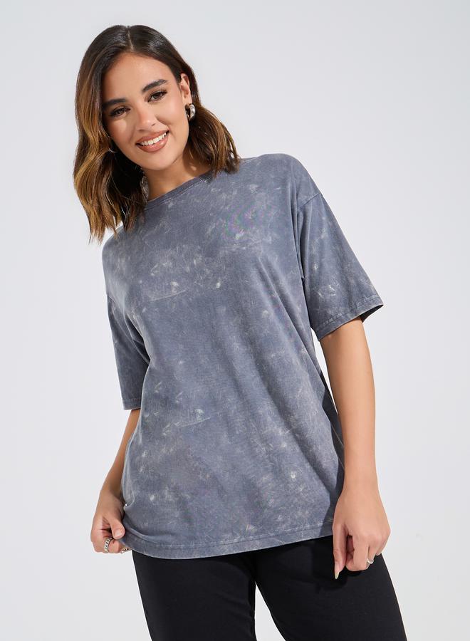 Styli Acid Wash T-Shirt with Joggers Co-Ord Set  - Image 2
