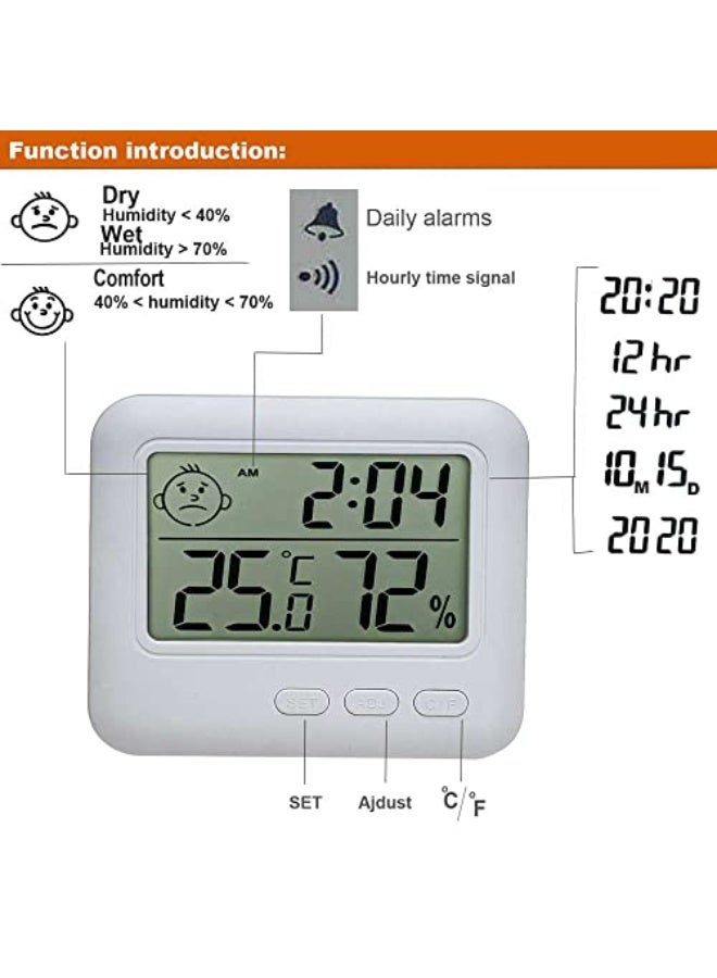 Redbingo Indoor Temperature, Humidity, and Time Monitor with Large LCD Display and Alarm - Image 3